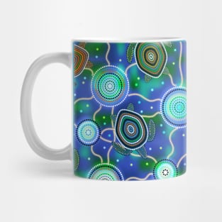 Sea turtles and jellyfish. Australian Aboriginal Art Mug